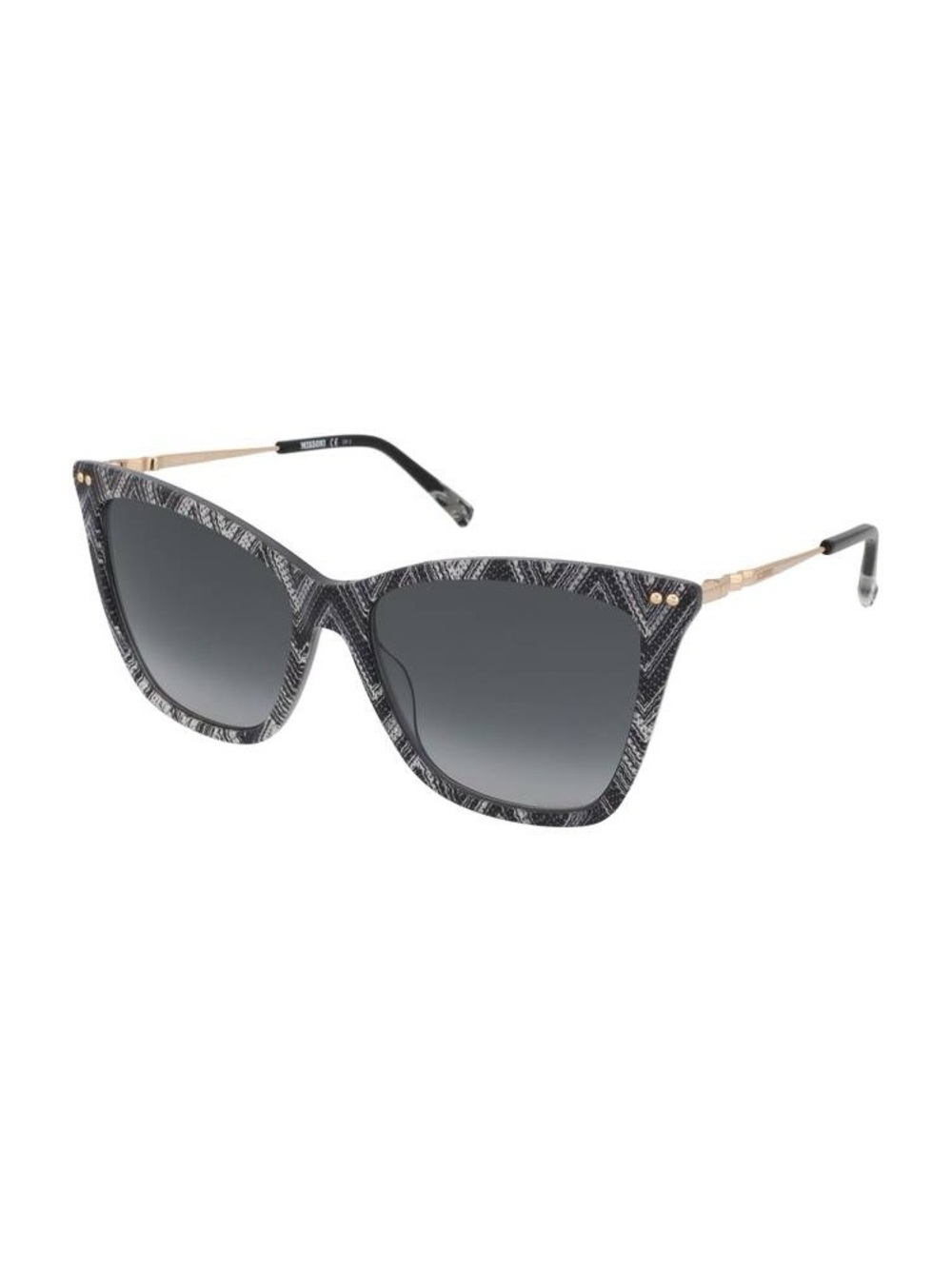 Missoni Black & White Patterned Shield Sunglasses with Rust Case